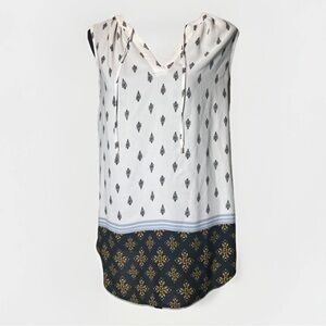 Ann Taylor Preppy Sleeveless Blouse with Patterned Hem Size Small